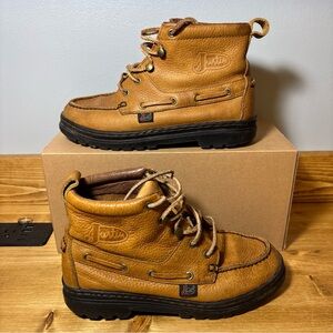Justin Chukka Boots Womens 7 M Grizzly Tan Leather Lace Up Ankle Work L0995